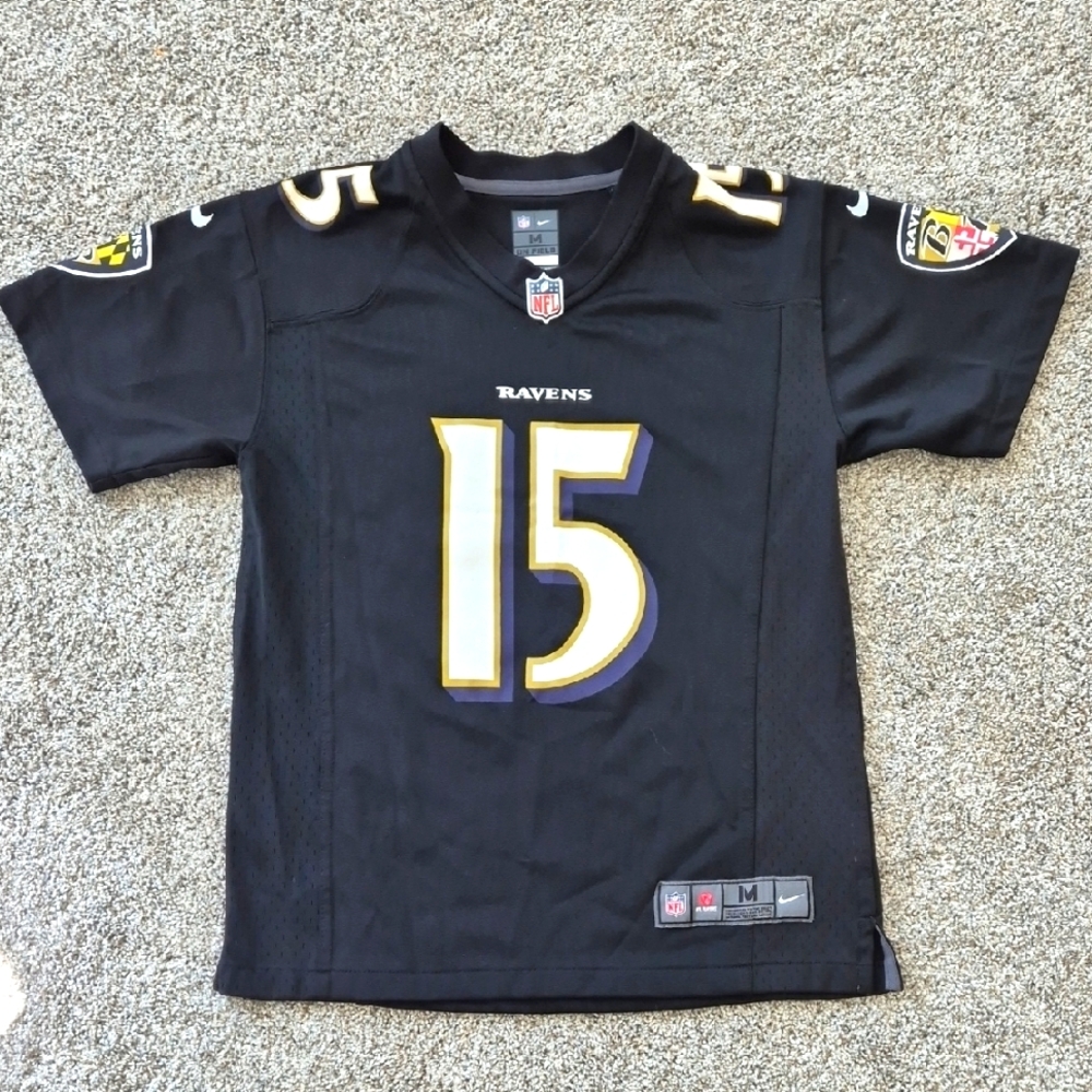 NFL Ravens #15 Number 15 Football Shirt Jersey Kids Black Jersey